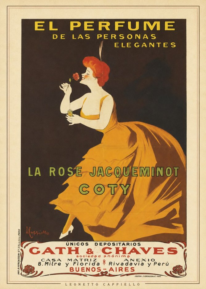 Leonetto Cappiello La Rose Jacqueminot Coty No3 - Poszter