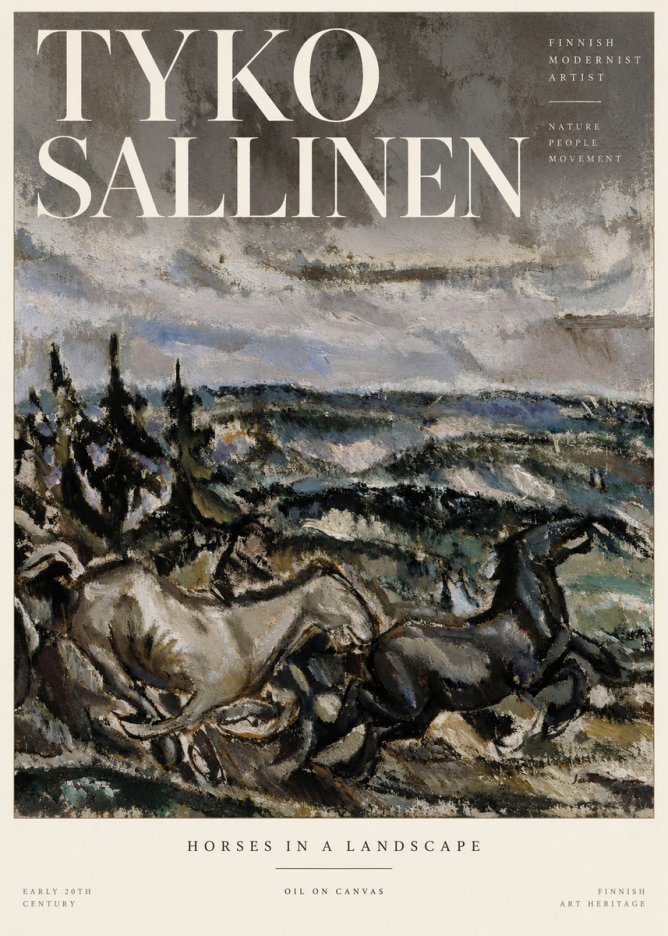 Tyko Sallinen Horses in a Landscape No3 - Poszter