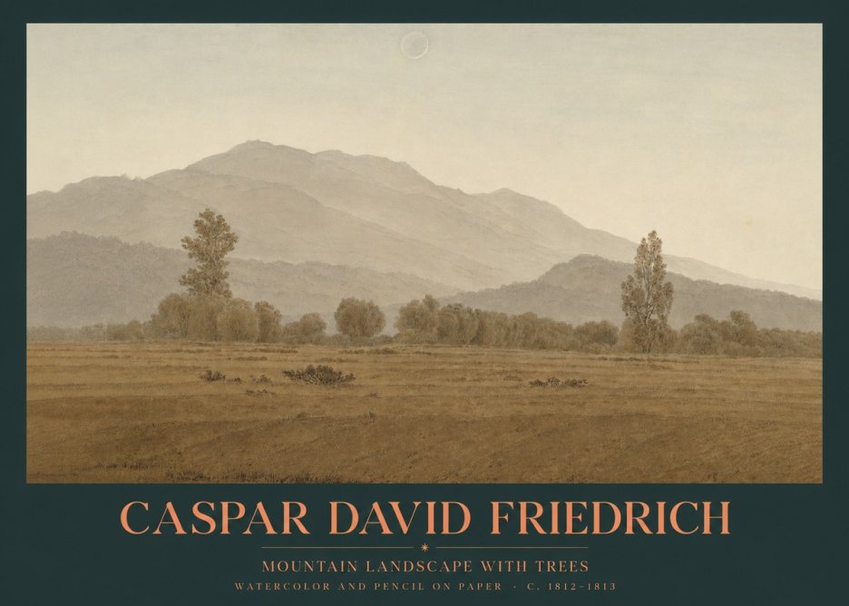 Caspar David Friedrich Mountain Landscape with Trees No2 - Poszter