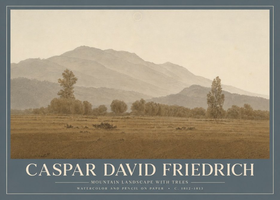 Caspar David Friedrich Mountain Landscape with Trees No4 - Poszter