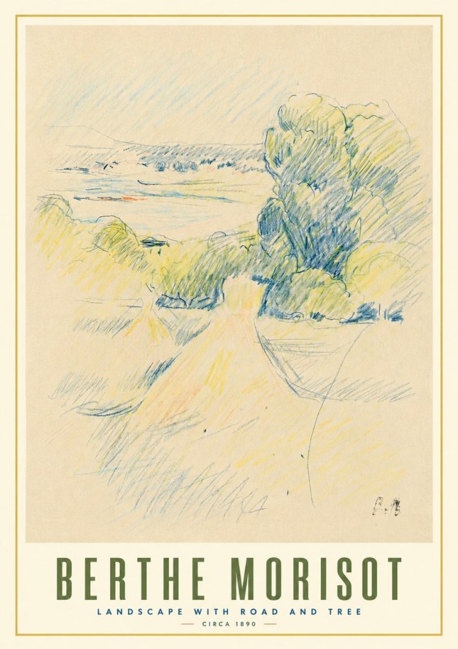 Berthe Morisot Landscape with Road and Tree No3 - Poszter