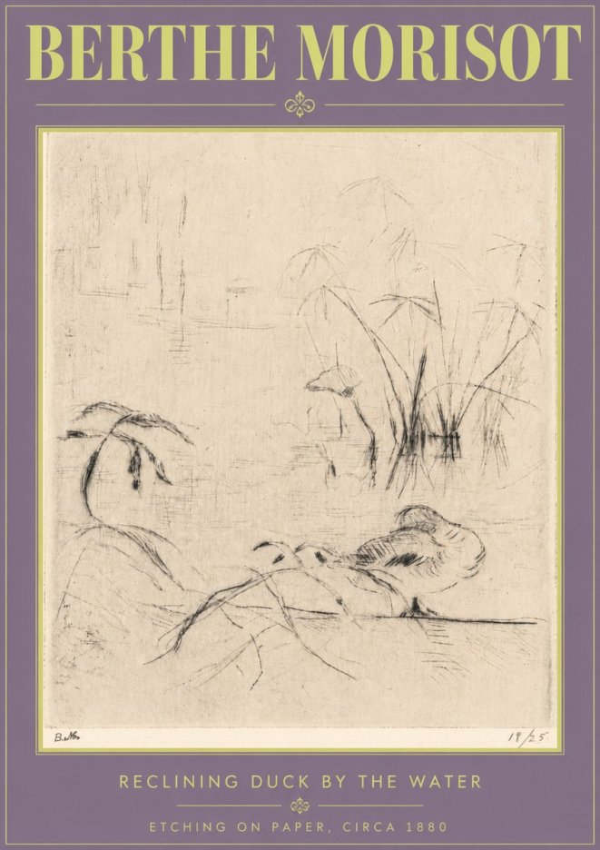Berthe Morisot Reclining Duck by the Water No4 - Poszter