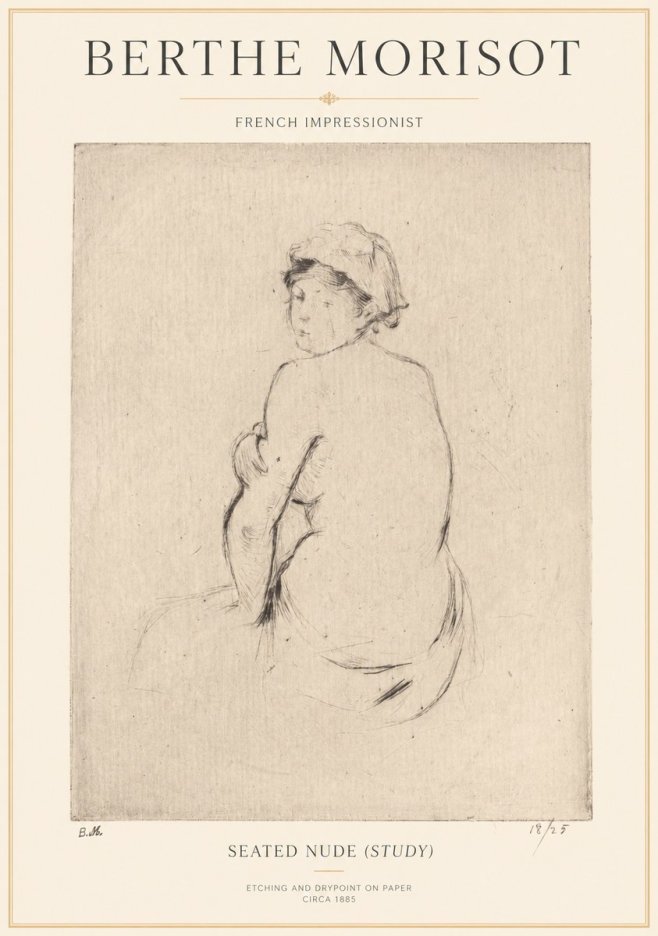 Berthe Morisot Seated Nude (Study) No1 - Poszter