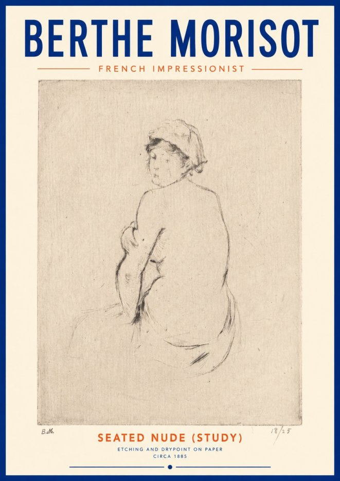 Berthe Morisot Seated Nude (Study) No4 - Poszter