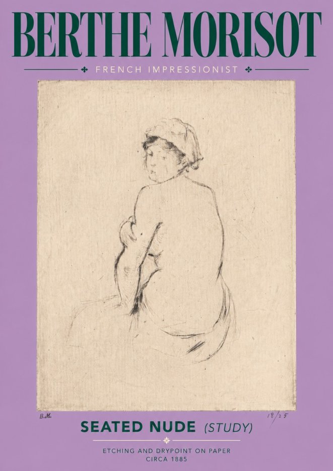 Berthe Morisot Seated Nude (Study) No5 - Poszter