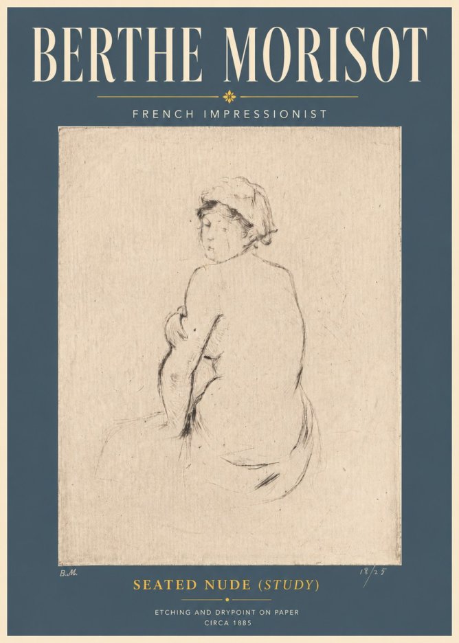 Berthe Morisot Seated Nude (Study) No6 - Poszter