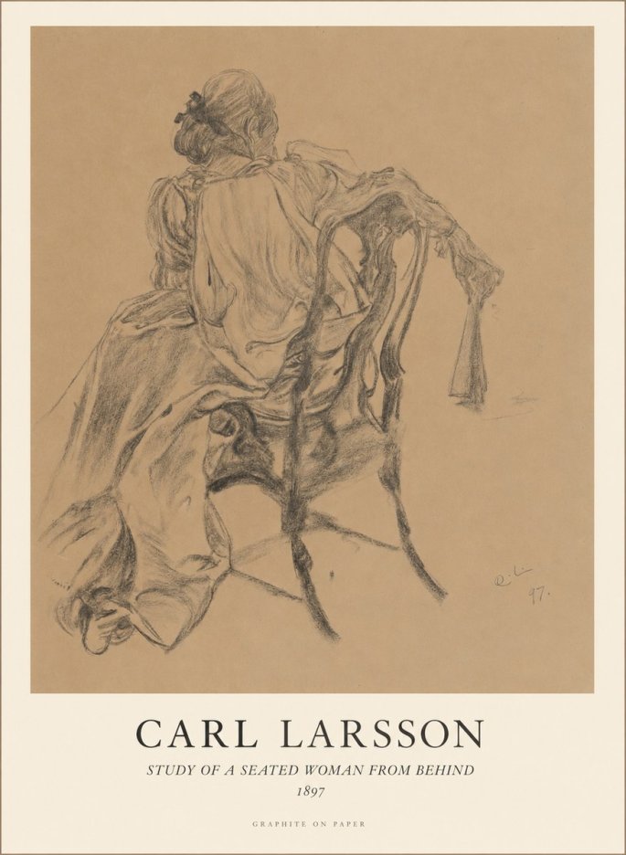 Carl Larsson Study of a Seated Woman from Behind No1 - Poszter