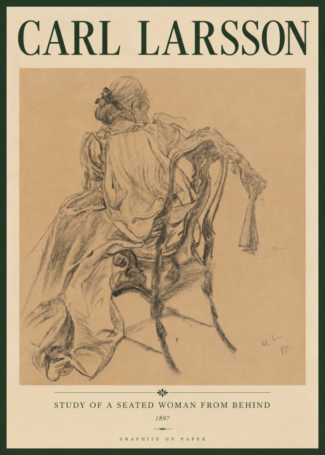 Carl Larsson Study of a Seated Woman from Behind No4 - Poszter