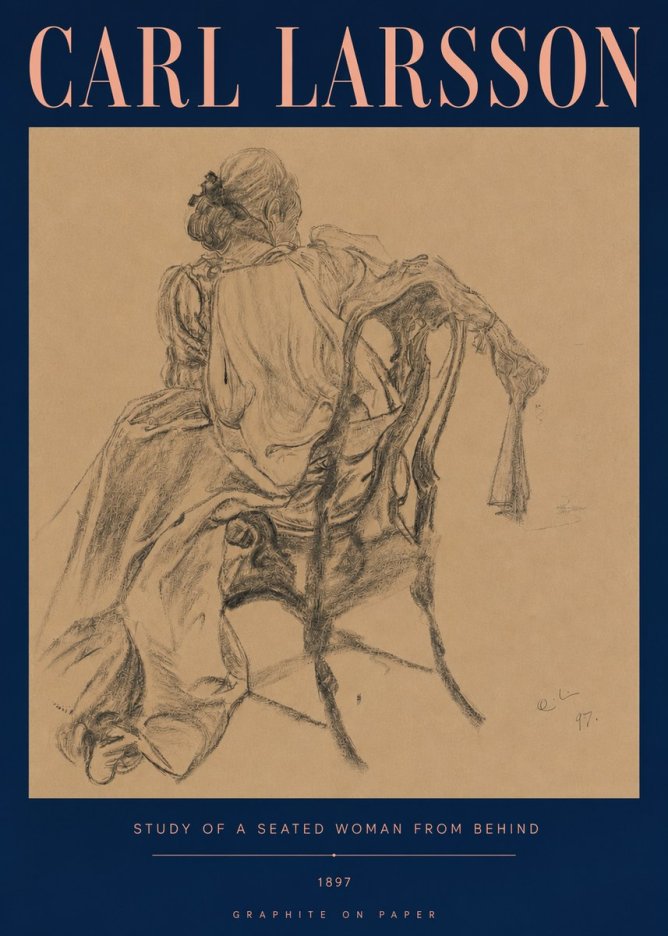 Carl Larsson Study of a Seated Woman from Behind No5 - Poszter