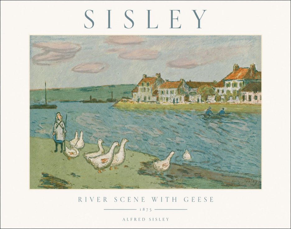 Sisley River Scene with Geese No1 - Poszter