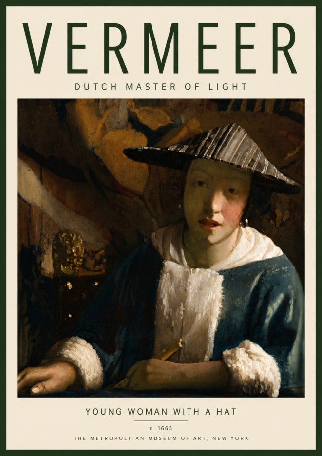 Vermeer Young Woman with a Hat No6 - Poszter