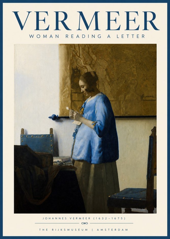 Vermeer Woman Reading a Letter No3 - Poszter
