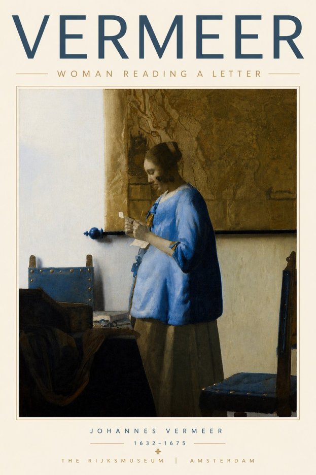 Vermeer Woman Reading a Letter No5 - Poszter
