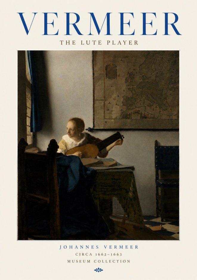 Vermeer The Lute Player No3 - Poszter