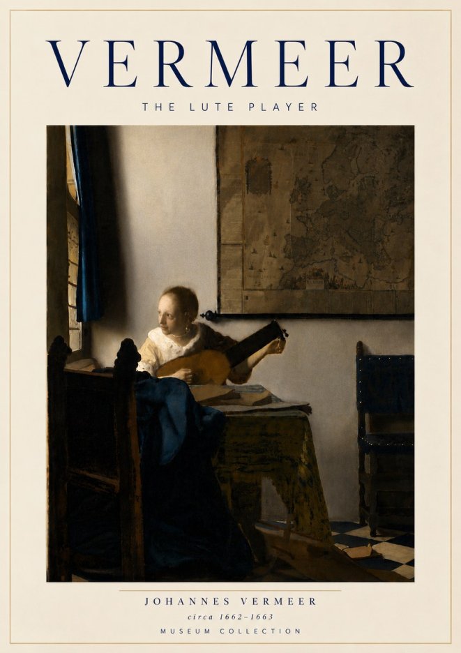 Vermeer The Lute Player No6 - Poszter