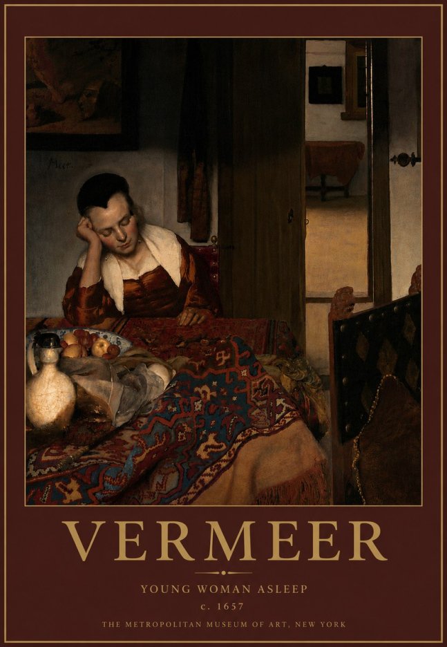 Vermeer Young Woman Asleep No5 - Poszter
