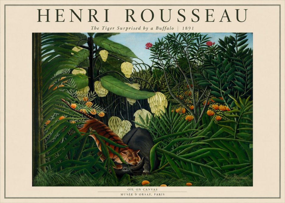 Rousseau The Tiger Surprised by a Buffalo No2 - Poszter