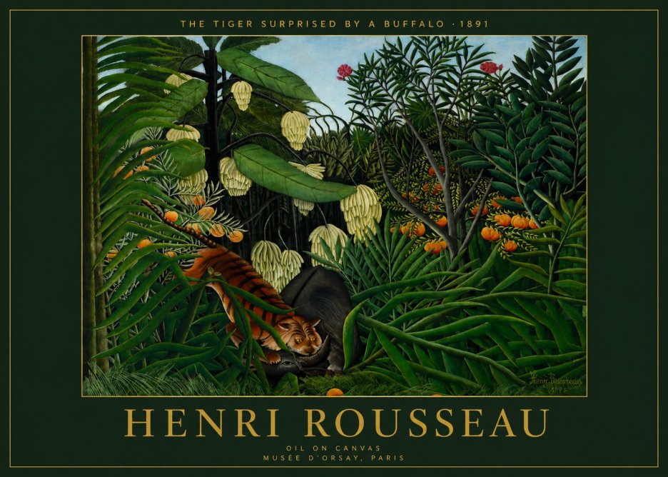 Rousseau The Tiger Surprised by a Buffalo No4 - Poszter