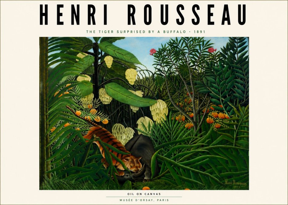 Rousseau The Tiger Surprised by a Buffalo No6 - Poszter