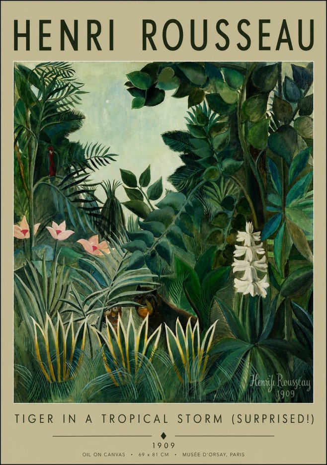 Rousseau Tiger in a Tropical Storm (Surprised!) No2 - Poszter