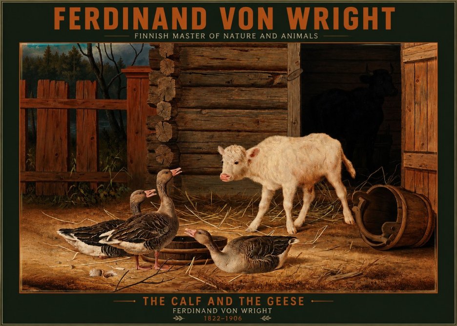 Ferdinand von Wright The Calf and the Geese No2 - Poszter