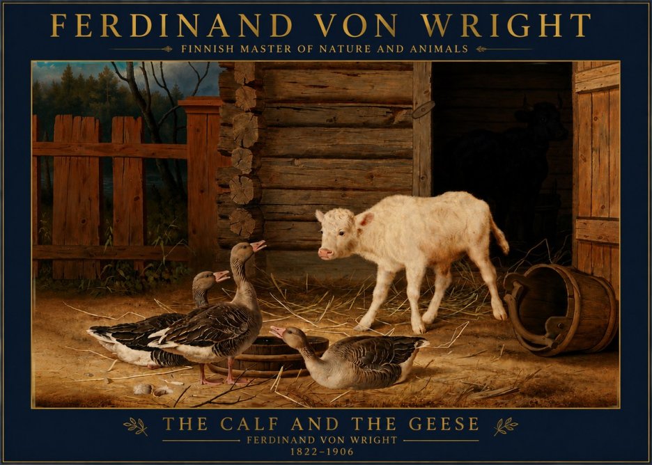 Ferdinand von Wright The Calf and the Geese No4 - Poszter