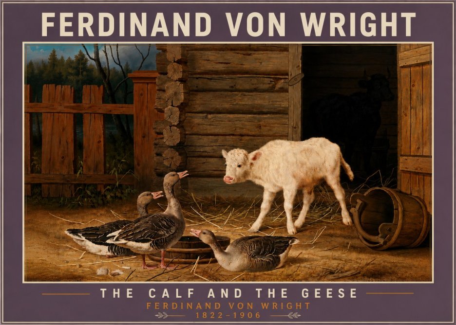 Ferdinand von Wright The Calf and the Geese No6 - Poszter
