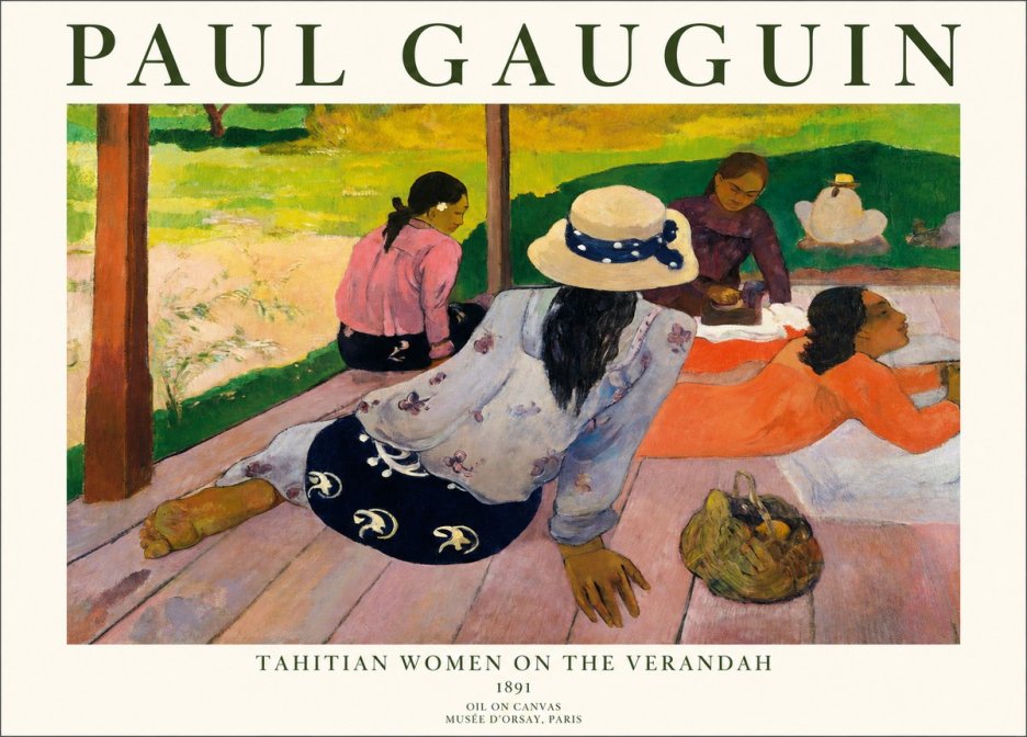 Paul Gauguin Tahitian Women on the Verandah No1 - Poszter