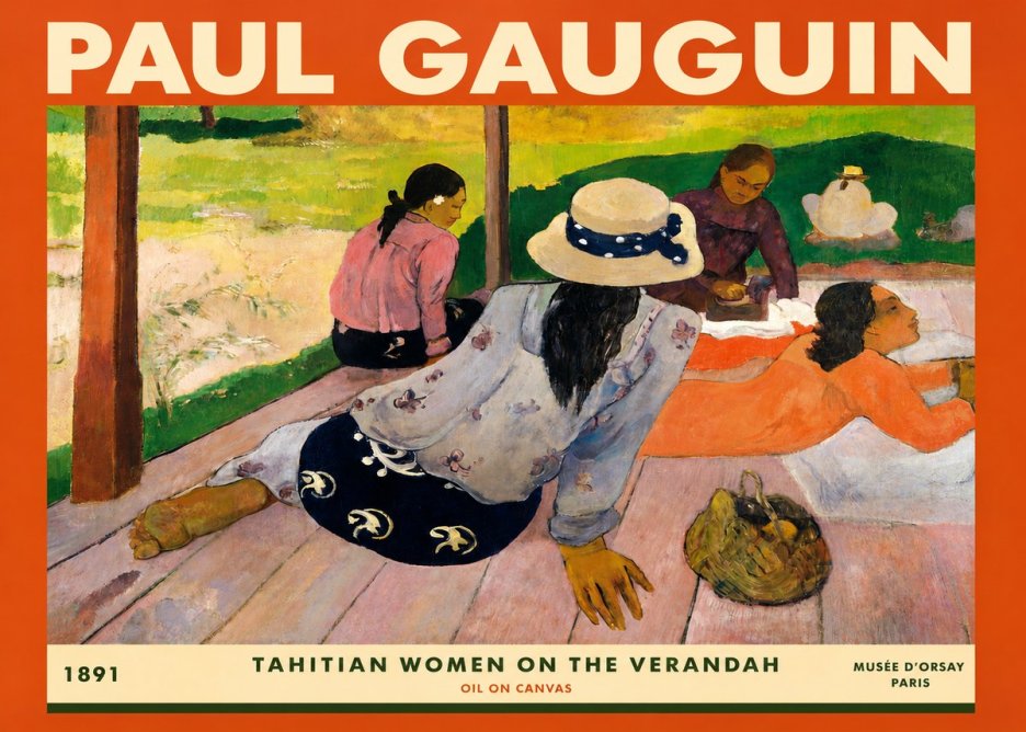 Paul Gauguin Tahitian Women on the Verandah No3 - Poszter
