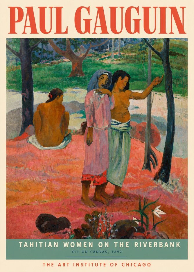 Paul Gauguin Tahitian Women on the Riverbank No3 - Poszter