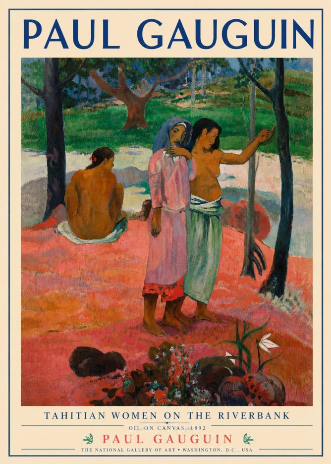 Paul Gauguin Tahitian Women on the Riverbank No4 - Poszter