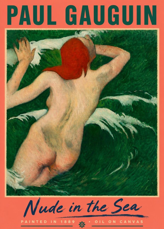 Paul Gauguin Nude in the Sea No5 - Poszter