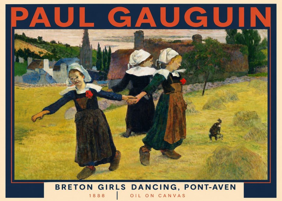 Paul Gauguin Breton Girls Dancing, Pont-aven No3 - Poszter
