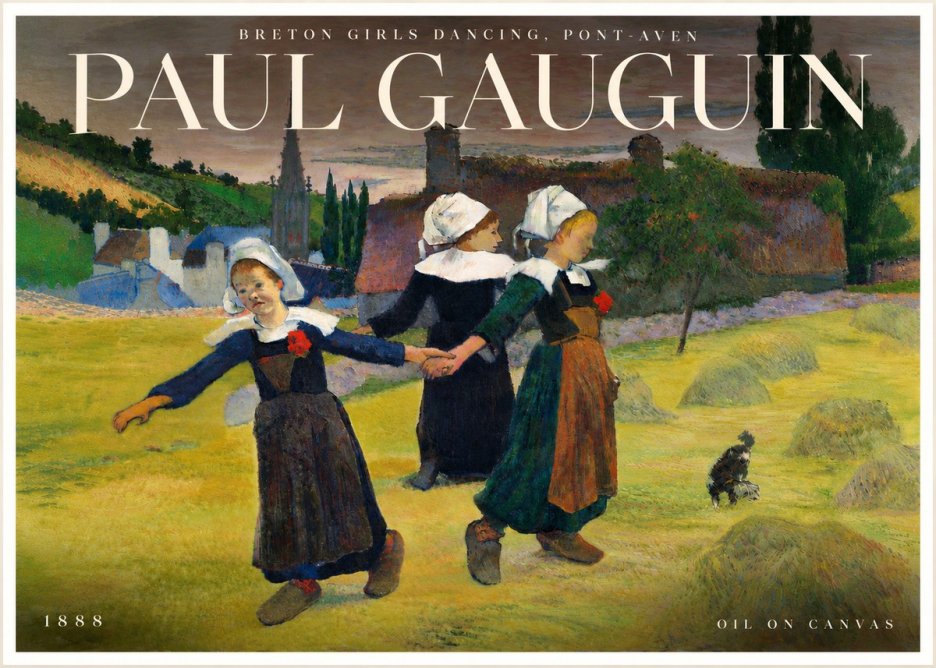 Paul Gauguin Breton Girls Dancing, Pont-aven No6 - Poszter