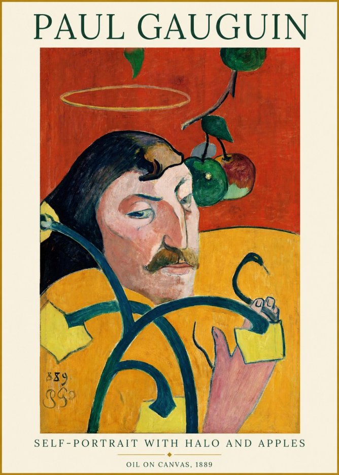 Paul Gauguin Self-portrait with Halo and Apples No1 - Poszter