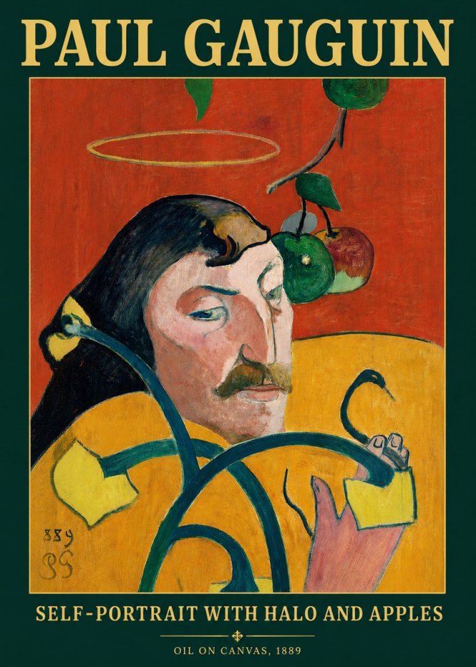 Paul Gauguin Self-portrait with Halo and Apples No3 - Poszter