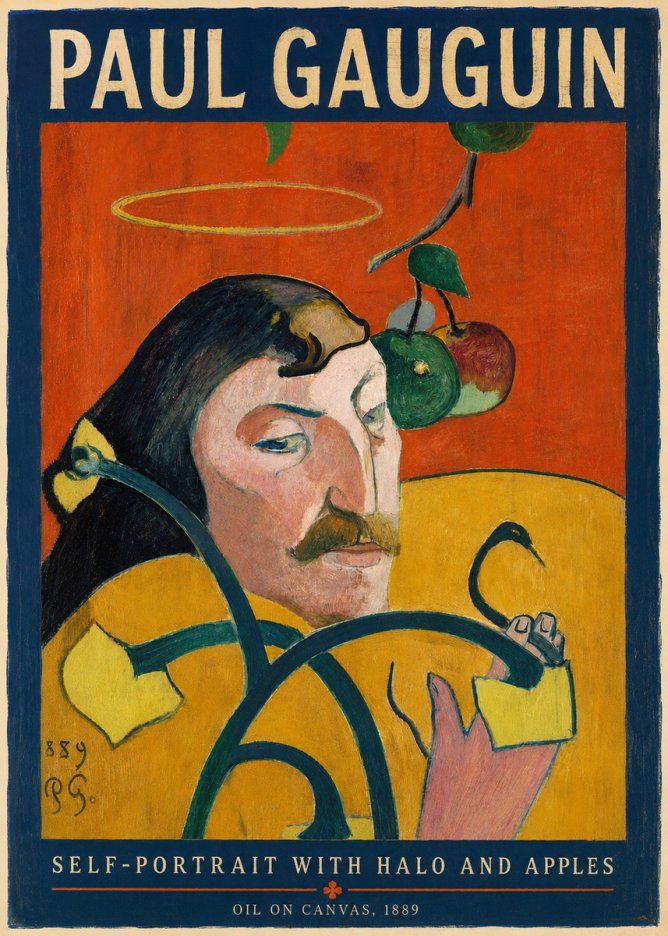 Paul Gauguin Self-portrait with Halo and Apples No4 - Poszter