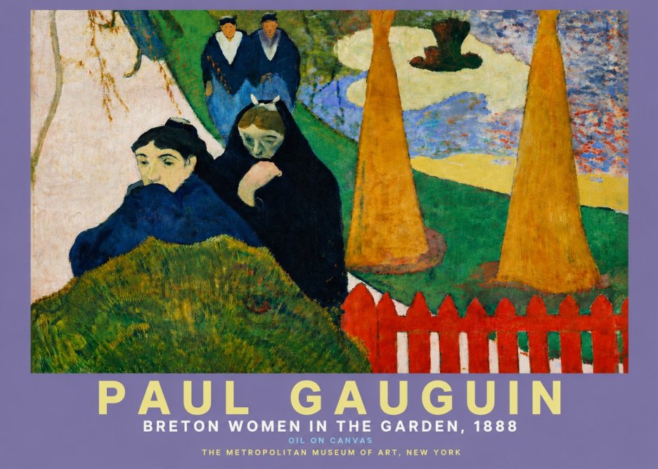 Paul Gauguin Breton Women in the Garden, 1888 No4 - Poszter