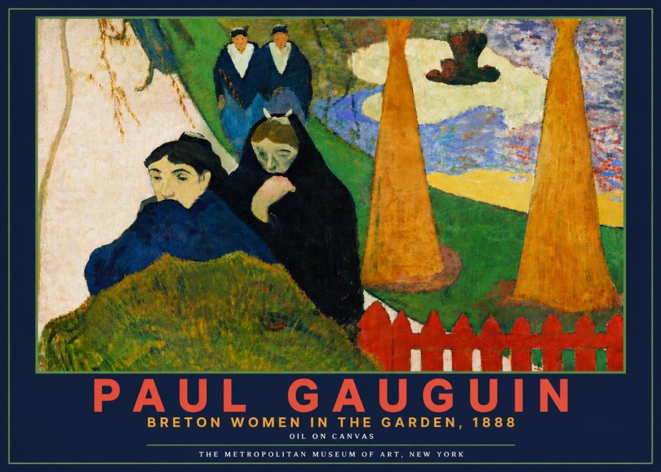 Paul Gauguin Breton Women in the Garden, 1888 No6 - Poszter