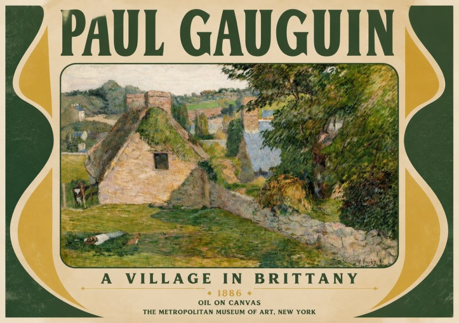 Paul Gauguin A Village in Brittany No3 - Poszter