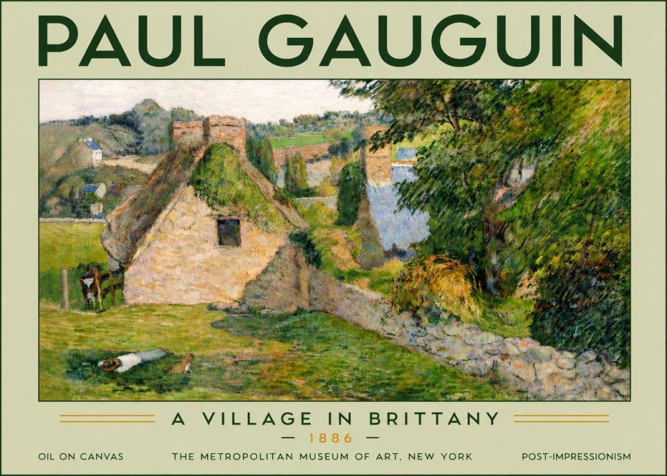 Paul Gauguin A Village in Brittany No6 - Poszter