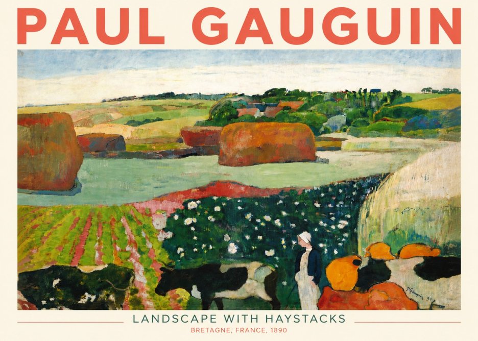 Paul Gauguin Landscape with Haystacks No4 - Poszter