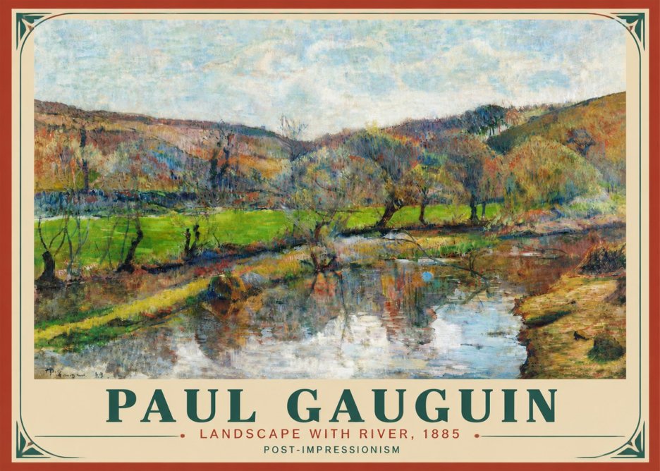 Paul Gauguin Landscape with River, 1885 No4 - Poszter