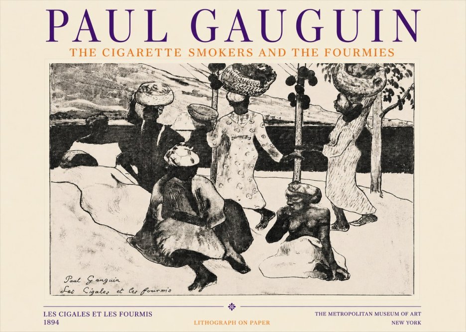 Paul Gauguin The Cigarette Smokers and the Fourmies No3 - Poszter