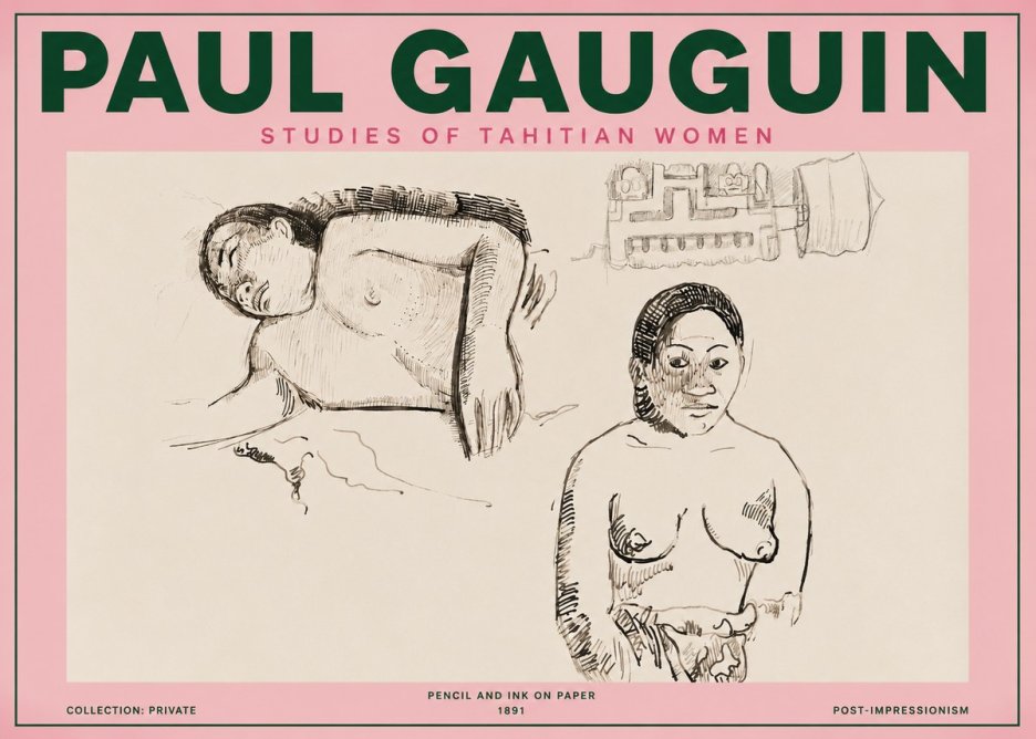 Paul Gauguin Studies of Tahitian Women No3 - Poszter