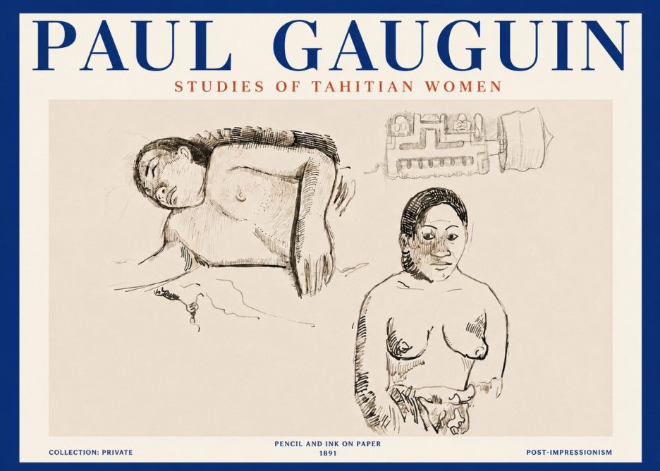 Paul Gauguin Studies of Tahitian Women No4 - Poszter
