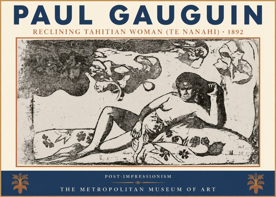 Paul Gauguin Reclining Tahitian Woman (Te Nanahi) No3 - Poszter