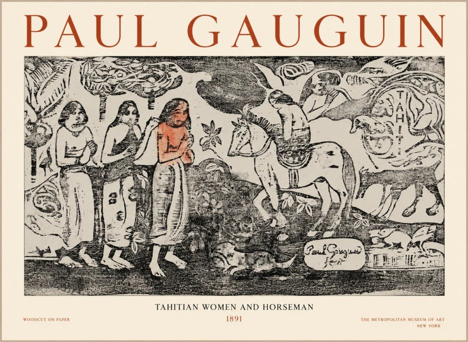 Paul Gauguin Tahitian Women and Horseman No1 - Poszter