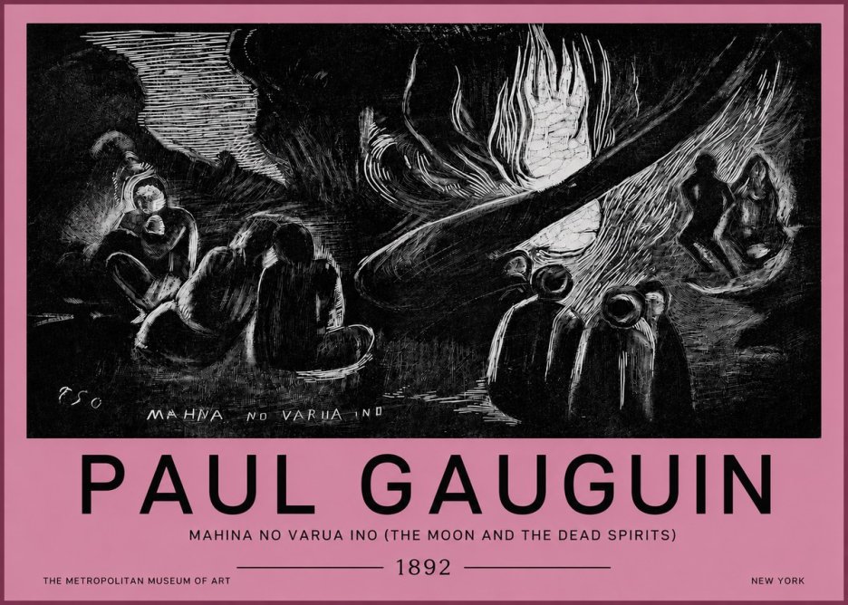 Paul Gauguin Mahina No Varua Ino (the Moon and the Dead Spirits) No4 - Poszter