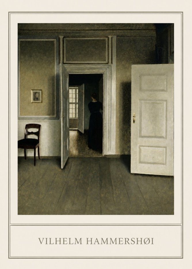 Vilhelm Hammershøi Interior with a Woman Seen from the Back No1 - Poszter